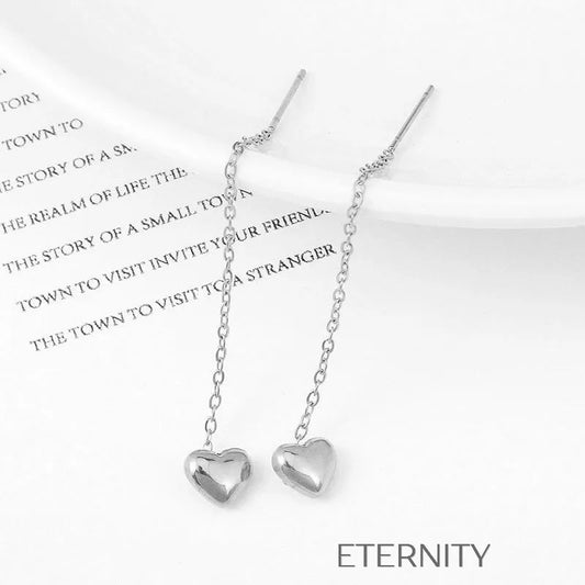 Zarcillos Largos Heart Threader en Oro y Plata  Zarcillos Dorado Unica Acero Inoxidable  ETERNITY