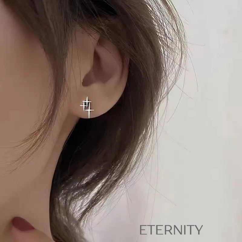 Zarcillos de Estrella del Norte Minimalistas en Plata  Zarcillos Plateado Unica Acero Inoxidable  ETERNITY