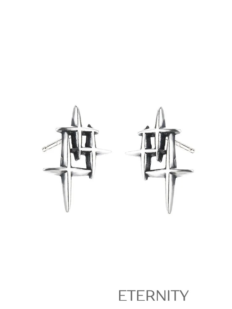Zarcillos de Estrella del Norte Minimalistas en Plata  Zarcillos Plateado Unica Acero Inoxidable  ETERNITY