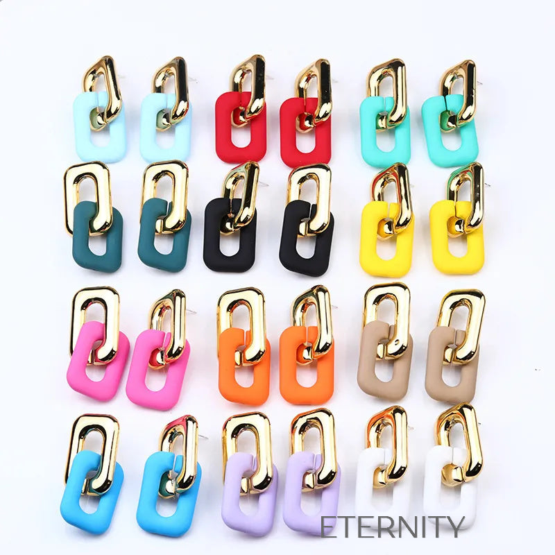 Zarcillos de Doble Eslabón Vibrant Link con Acabado Mate y Dorado  Zarcillos Aqua Unica Acero Inoxidable  ETERNITY