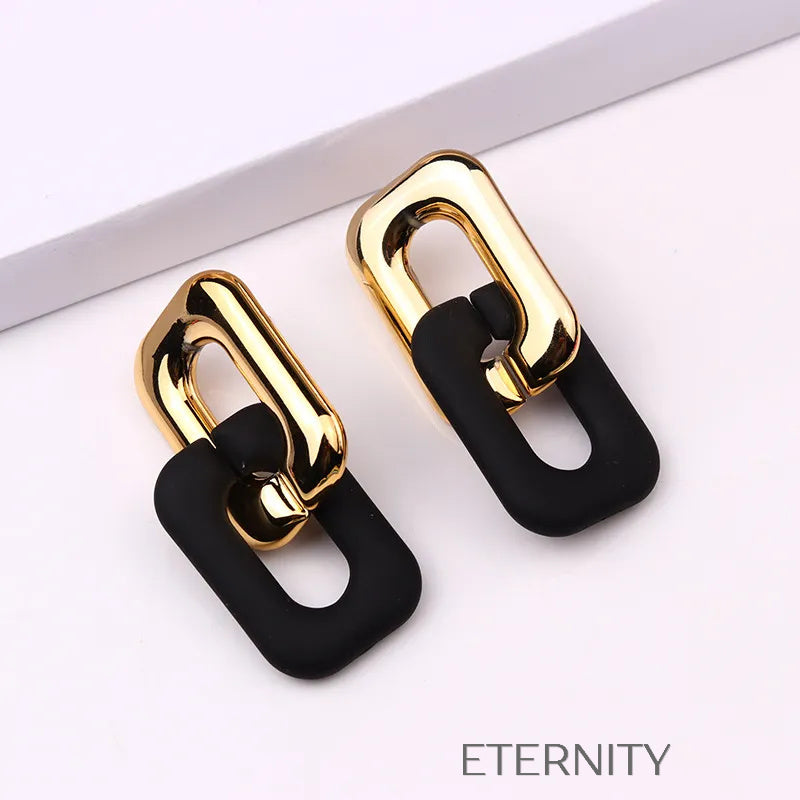 Zarcillos de Doble Eslabón Vibrant Link con Acabado Mate y Dorado  Zarcillos Aqua Unica Acero Inoxidable  ETERNITY
