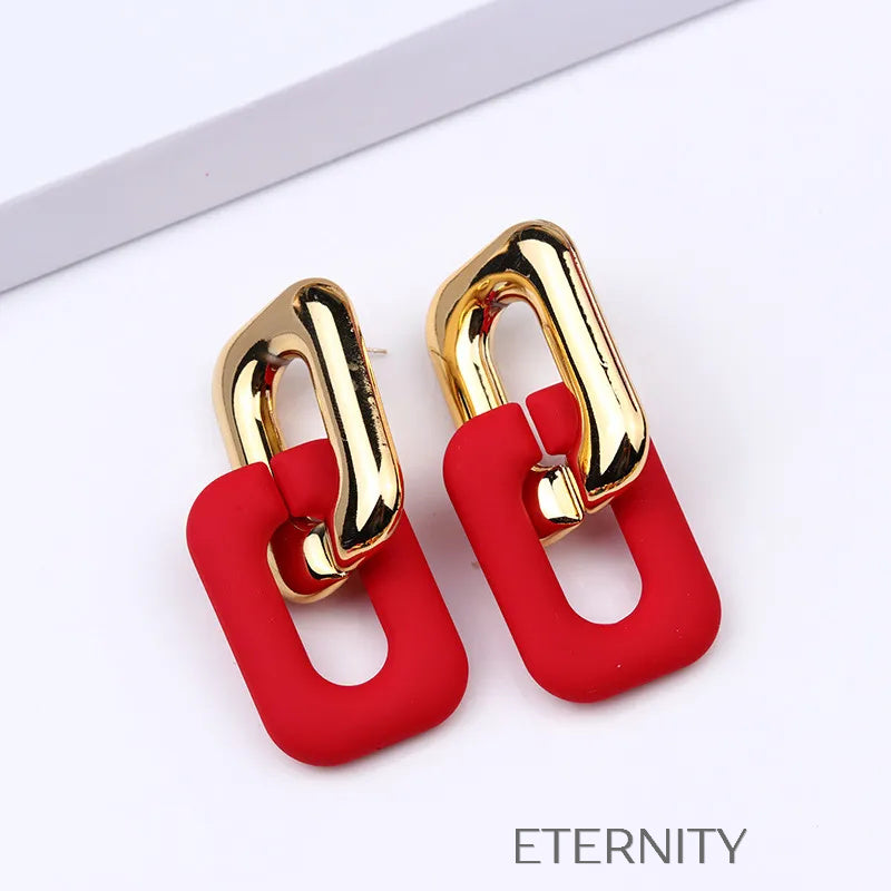 Zarcillos de Doble Eslabón Vibrant Link con Acabado Mate y Dorado  Zarcillos Aqua Unica Acero Inoxidable  ETERNITY