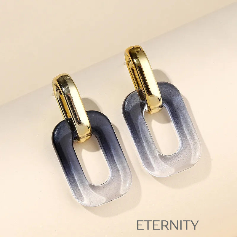 Zarcillos Prism Hoop con Eslabón Metálico y Dije de Resina Traslúcida  Zarcillos Gris Unica Acero Inoxidable  ETERNITY