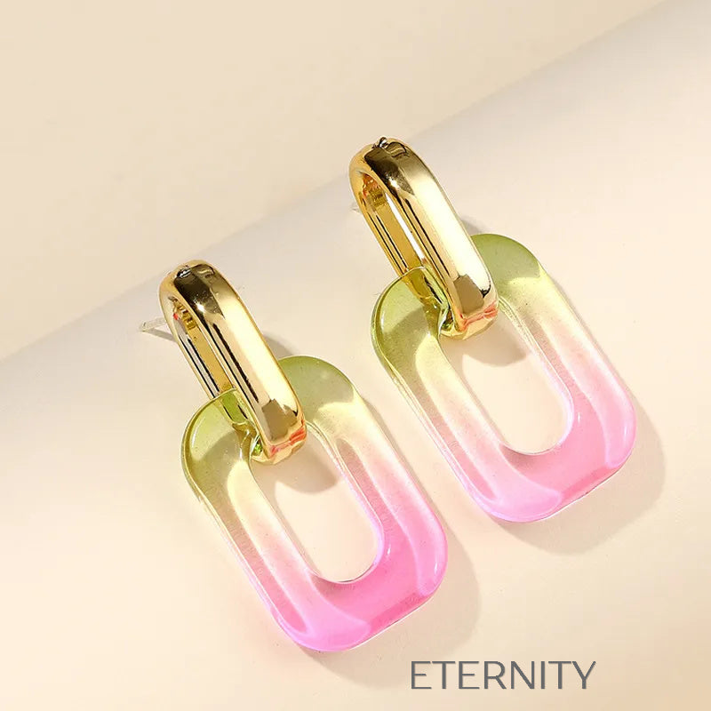 Zarcillos Prism Hoop con Eslabón Metálico y Dije de Resina Traslúcida  Zarcillos Gris Unica Acero Inoxidable  ETERNITY