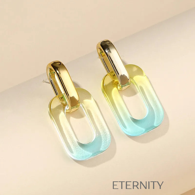 Zarcillos Prism Hoop con Eslabón Metálico y Dije de Resina Traslúcida  Zarcillos Gris Unica Acero Inoxidable  ETERNITY