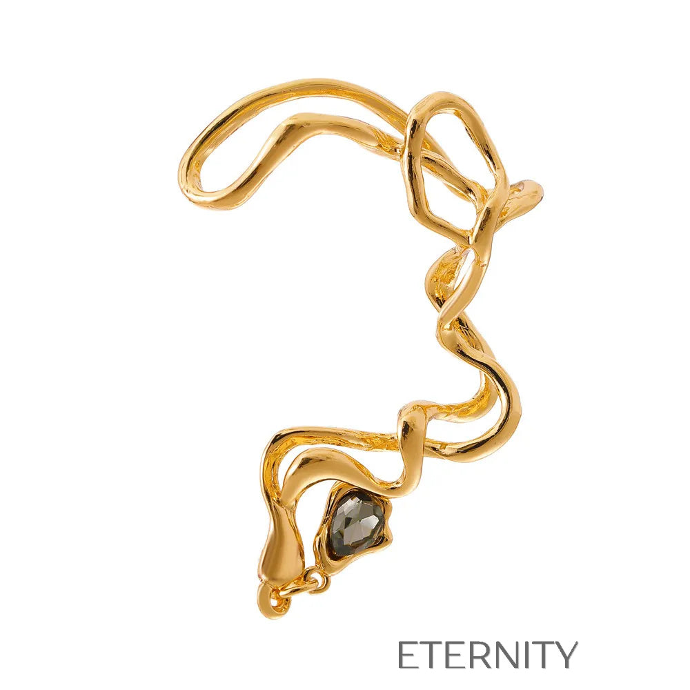 Ear Cuff Liquid Aura Vanguardista  Zarcillos Dorado Unica Acero Inoxidable  ETERNITY