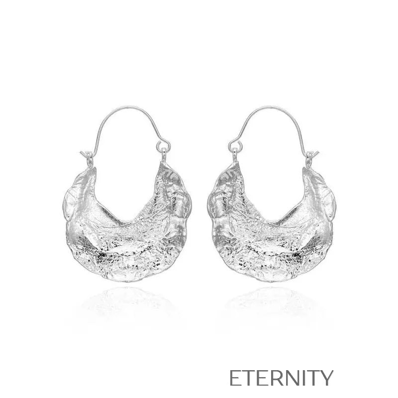 Zarcillos de Aro con Textura Orgánica Ondulada  Zarcillos Dorado Unica Acero Inoxidable  ETERNITY