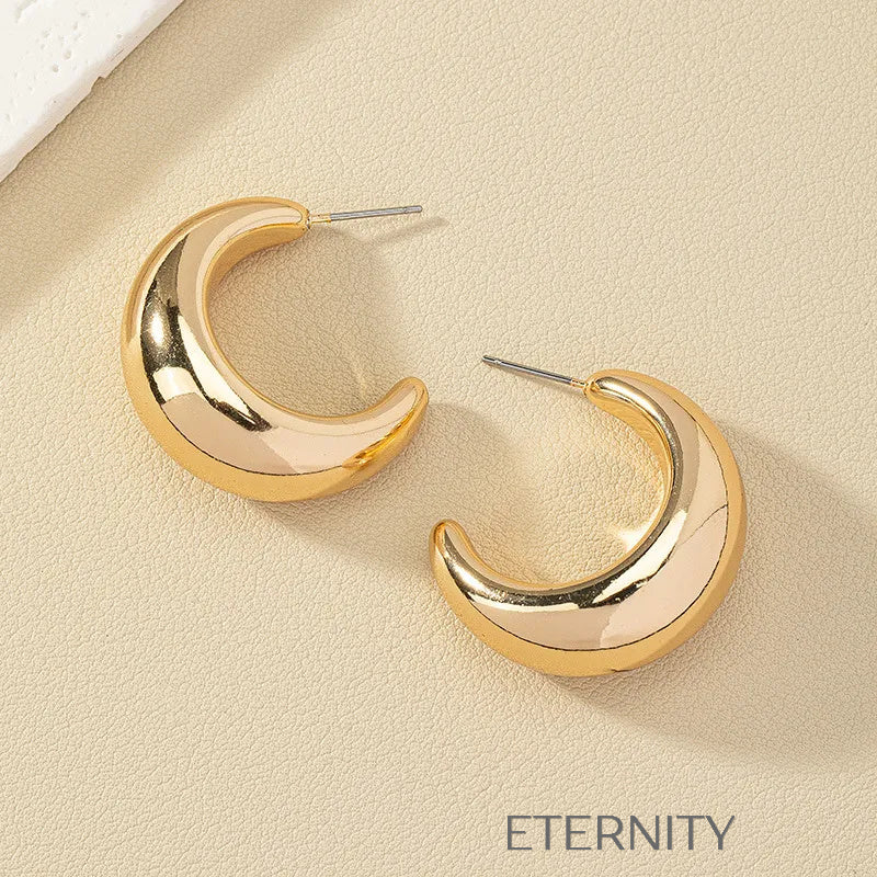 Zarcillos Luna Chunky  Zarcillos Dorado Unica Acero Inoxidable  ETERNITY