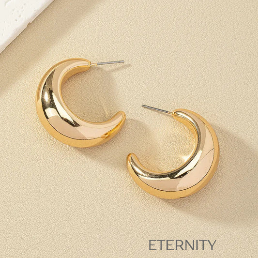 Zarcillos Luna Chunky  Zarcillos Dorado Unica Acero Inoxidable  ETERNITY