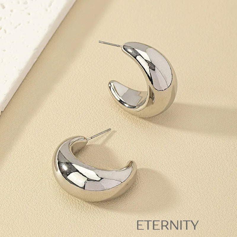 Zarcillos Luna Chunky  Zarcillos Dorado Unica Acero Inoxidable  ETERNITY