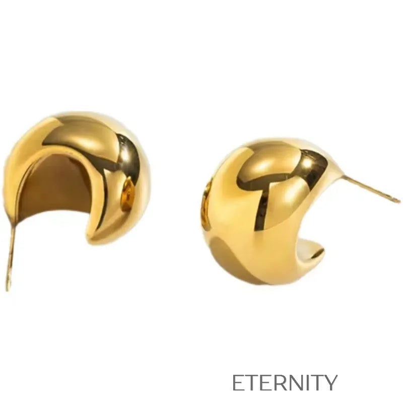 Zarcillos de Aro Ethereal Crescent con Diseño de Gota Gruesa y Acabado Espejo  Zarcillos Dorado Unica Acero Inoxidable  ETERNITY