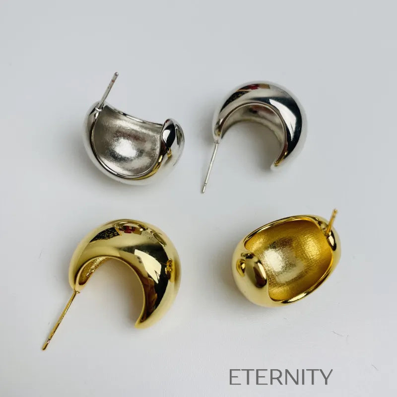 Zarcillos de Argolla Estilo Gota Chunky en Oro y Plata  Zarcillos Dorado Unica Acero Inoxidable  ETERNITY
