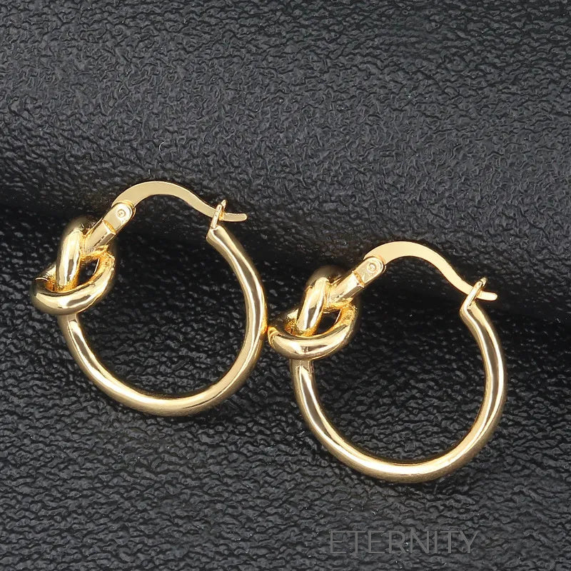 Zarcillos  Knot de Oro y Plata  Zarcillos Dorado Unica Acero Inoxidable  ETERNITY