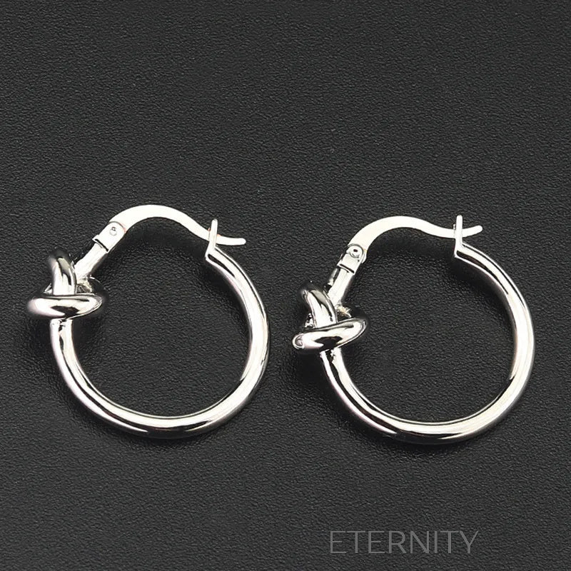 Zarcillos  Knot de Oro y Plata  Zarcillos Dorado Unica Acero Inoxidable  ETERNITY