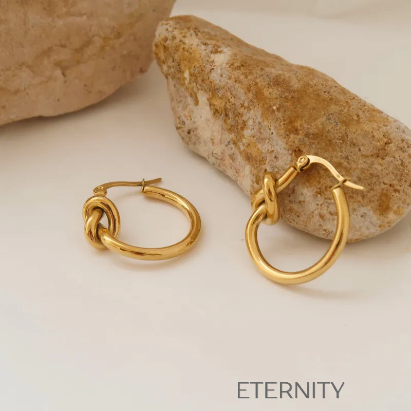 Zarcillos  Knot de Oro y Plata  Zarcillos Dorado Unica Acero Inoxidable  ETERNITY