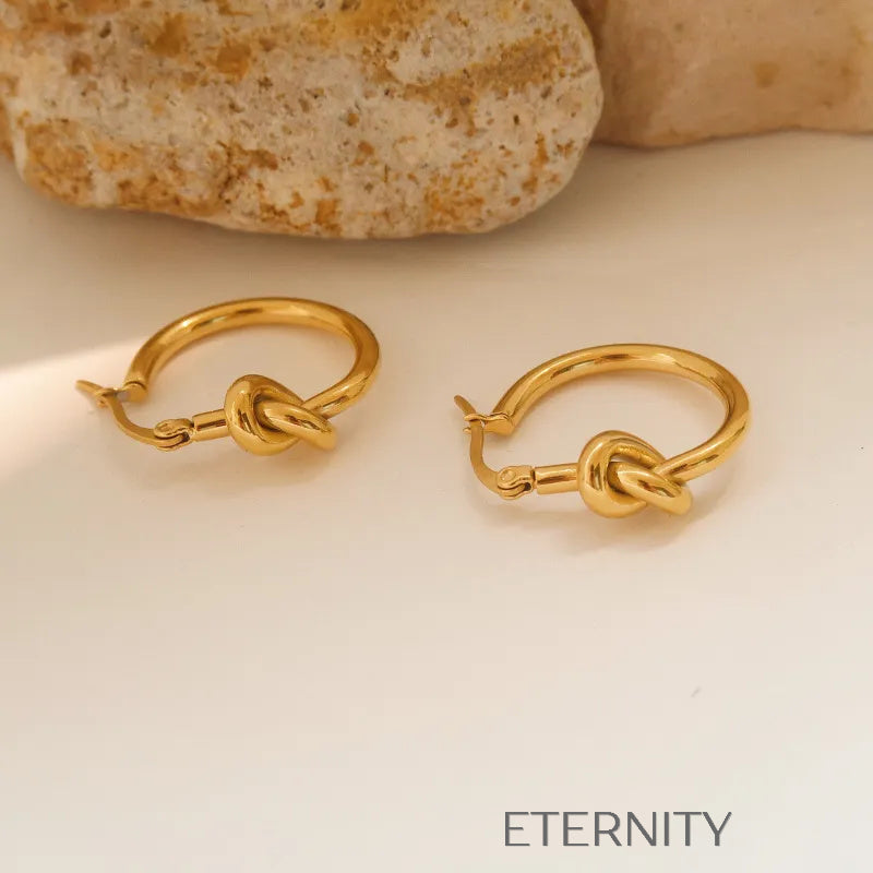 Zarcillos  Knot de Oro y Plata  Zarcillos Dorado Unica Acero Inoxidable  ETERNITY