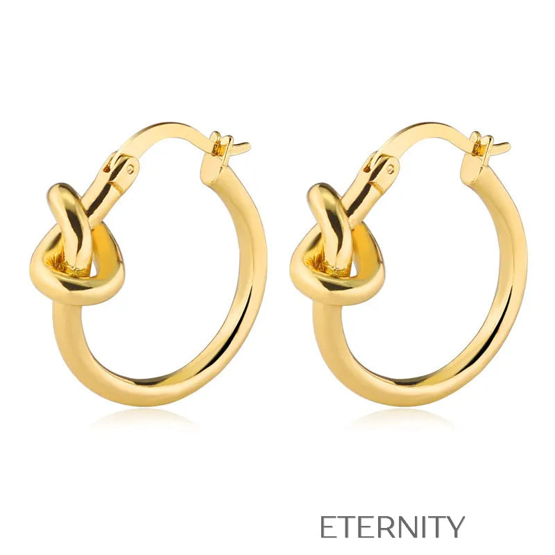Zarcillos  Knot de Oro y Plata  Zarcillos Dorado Unica Acero Inoxidable  ETERNITY