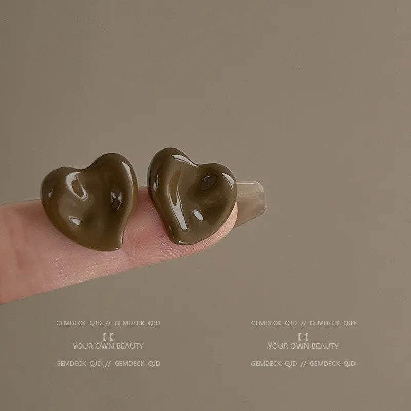Argollas "Sweet Marble Heart" ETERNITY - Corazón Esmaltado Pastel