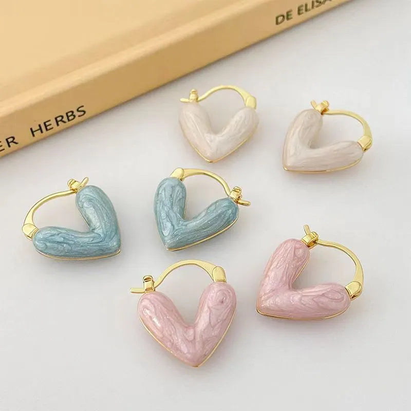 Argollas "Sweet Marble Heart" ETERNITY - Corazón Esmaltado Pastel