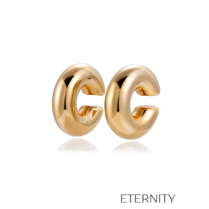 Zarcillos Bold Aura de Aro Grueso en Oro y Plata  Zarcillos Dorado Unica Acero Inoxidable  ETERNITY