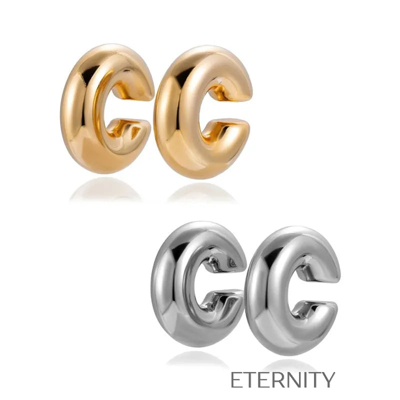 Zarcillos Bold Aura de Aro Grueso en Oro y Plata  Zarcillos Dorado Unica Acero Inoxidable  ETERNITY