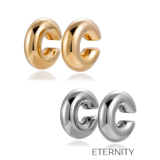 Zarcillos Bold Aura de Aro Grueso en Oro y Plata  Zarcillos Dorado Unica Acero Inoxidable  ETERNITY