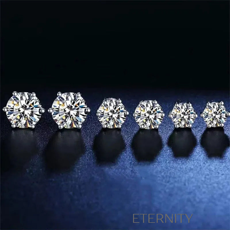 Zarcillos Solitarios con Cristales de Corte Brillante y Montura de 6 Puntas  Zarcillos Diamante 4mm Acero Inoxidable  ETERNITY
