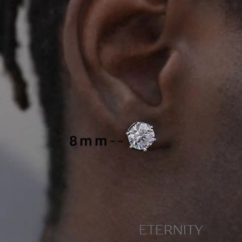 Zarcillos Solitarios con Cristales de Corte Brillante y Montura de 6 Puntas  Zarcillos Diamante 4mm Acero Inoxidable  ETERNITY