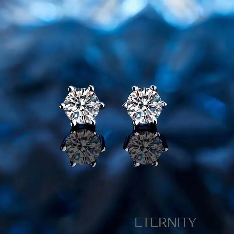 Zarcillos Solitarios con Cristales de Corte Brillante y Montura de 6 Puntas  Zarcillos Diamante 4mm Acero Inoxidable  ETERNITY