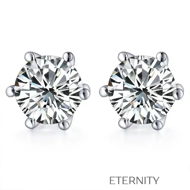 Zarcillos Solitarios con Cristales de Corte Brillante y Montura de 6 Puntas  Zarcillos Diamante 4mm Acero Inoxidable  ETERNITY