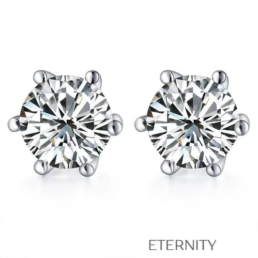 Zarcillos Solitarios con Cristales de Corte Brillante y Montura de 6 Puntas  Zarcillos Diamante 4mm Acero Inoxidable  ETERNITY