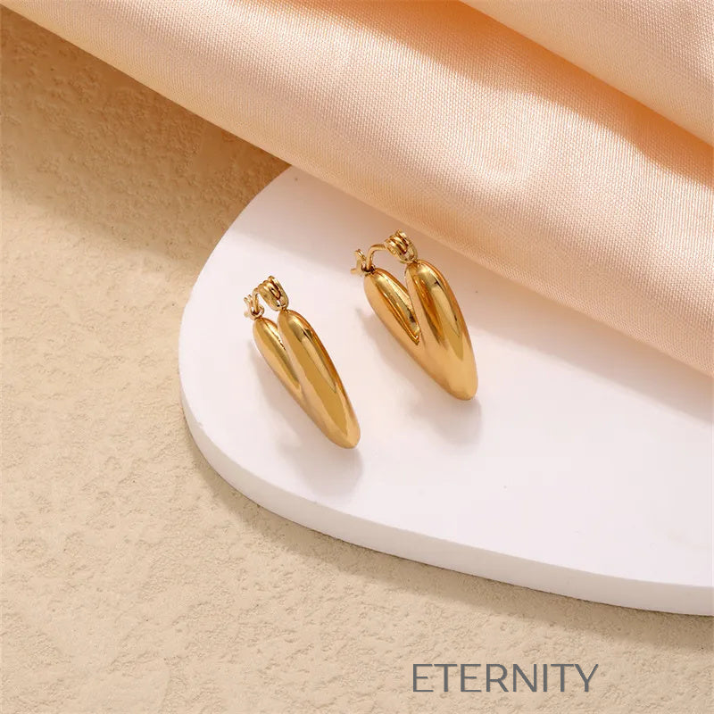Zarcillos de Aro Heart Hoops en Forma de V con Textura Martillada y Lisa  Zarcillos Dorado Unica Acero Inoxidable  ETERNITY