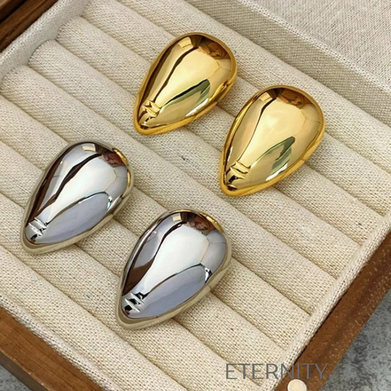Zarcillos de Gota Voluminosa Liquid Gold & Silver  Zarcillos Dorado Unica Acero Inoxidable  ETERNITY