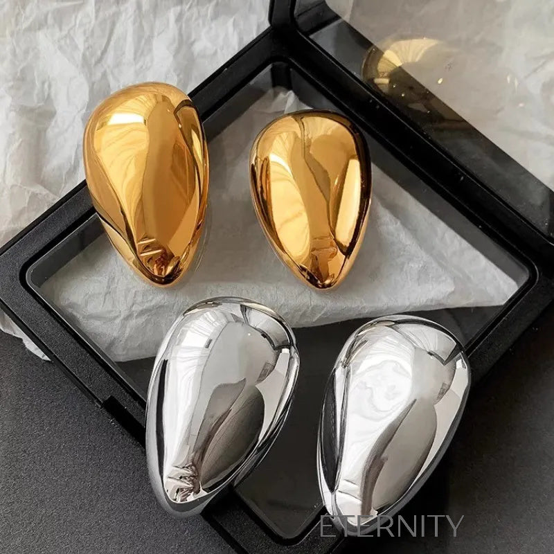 Zarcillos de Gota Voluminosa Liquid Gold & Silver  Zarcillos Dorado Unica Acero Inoxidable  ETERNITY