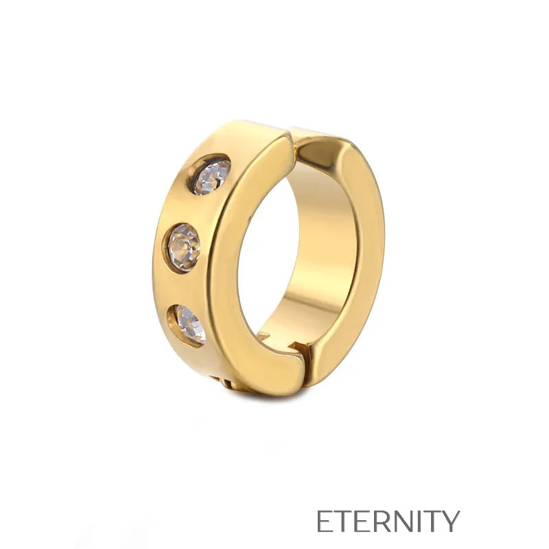 Ear Cuff Crystal Spark Black  Zarcillos Negro Unica Acero Inoxidable  ETERNITY