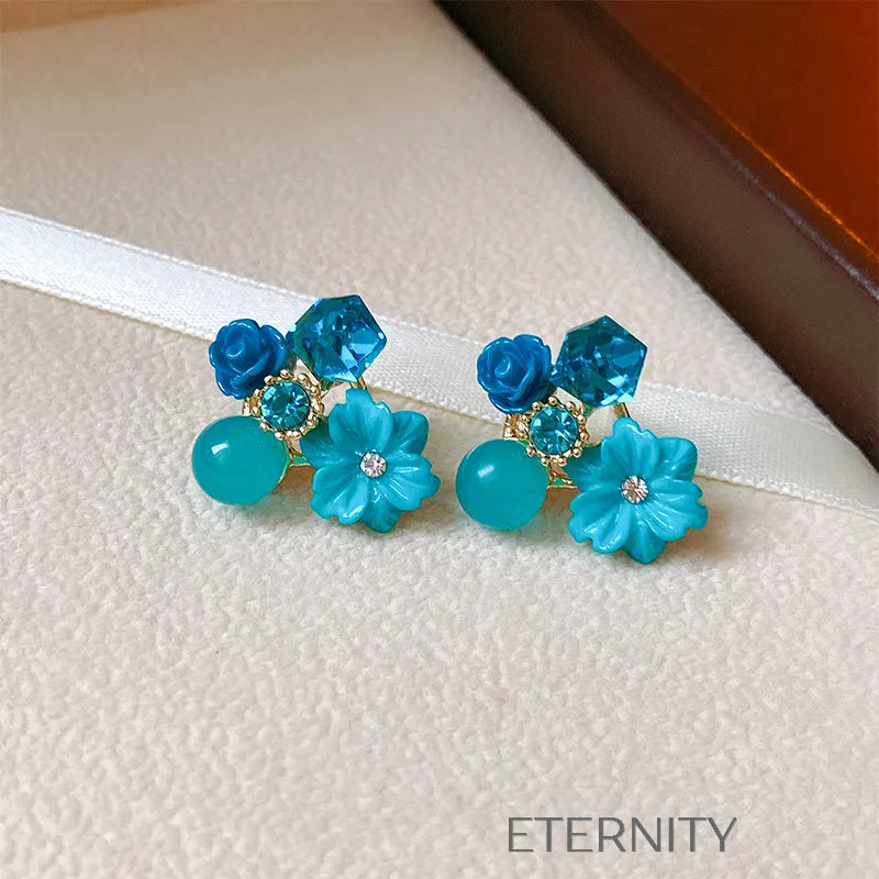 Aretes diseño moderno elegante Zarcillos Verde Unica Acero Inoxidable  ETERNITY