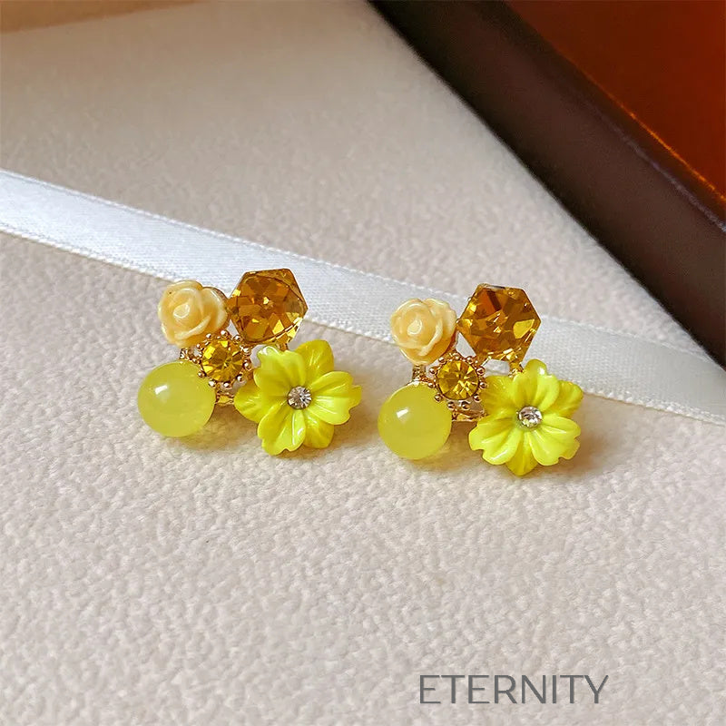 Aretes diseño moderno elegante Zarcillos Verde Unica Acero Inoxidable  ETERNITY
