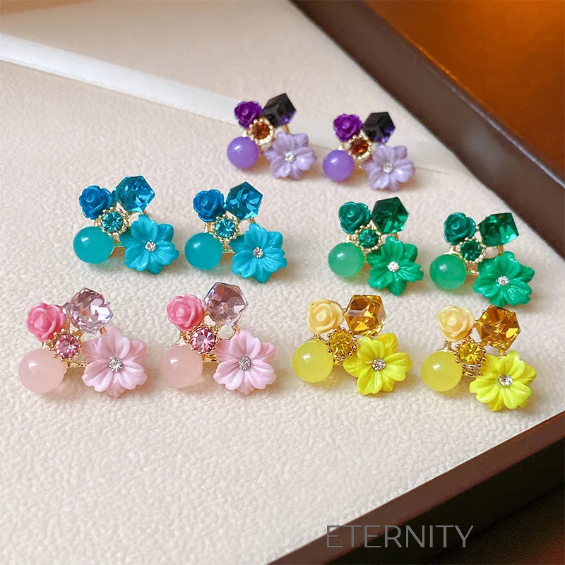 Aretes diseño moderno elegante Zarcillos Verde Unica Acero Inoxidable  ETERNITY