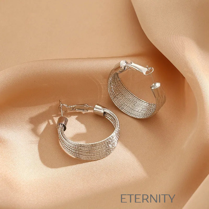 Zarcillos de Argolla con Textura de Malla Tejida  Zarcillos Dorado Unica Acero Inoxidable  ETERNITY