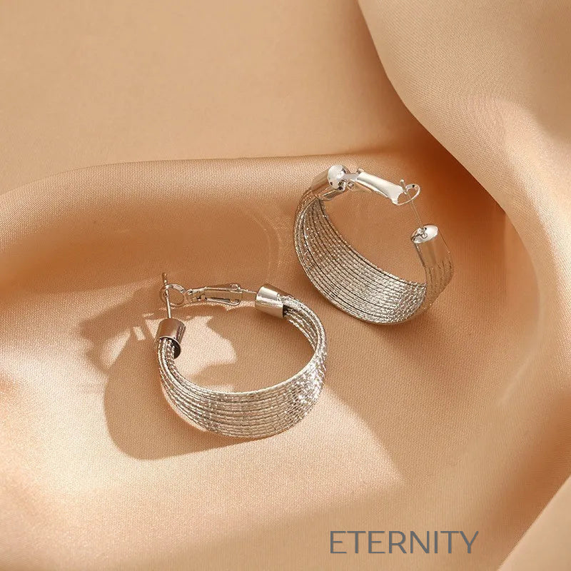 Zarcillos de Argolla con Textura de Malla Tejida  Zarcillos Dorado Unica Acero Inoxidable  ETERNITY