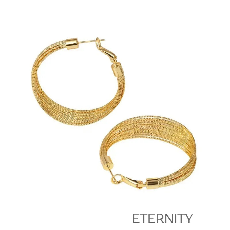Zarcillos de Argolla con Textura de Malla Tejida  Zarcillos Dorado Unica Acero Inoxidable  ETERNITY