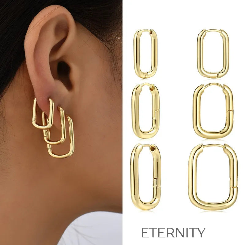Zarcillos de Argolla con Dije de Estrella Gold  Zarcillos Dorado 12mm Acero Inoxidable  ETERNITY