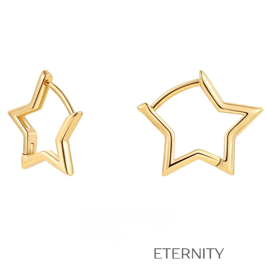 Zarcillos de Argolla con Dije de Estrella Gold  Zarcillos Dorado 12mm Acero Inoxidable  ETERNITY