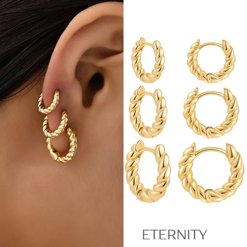 Zarcillos de Argolla con Dije de Estrella Gold  Zarcillos Dorado 12mm Acero Inoxidable  ETERNITY
