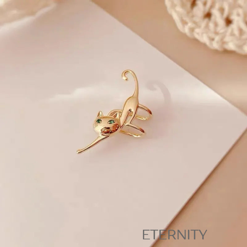 Ear Cuff Feline Grace  Zarcillos Dorado Unica Acero Inoxidable  ETERNITY