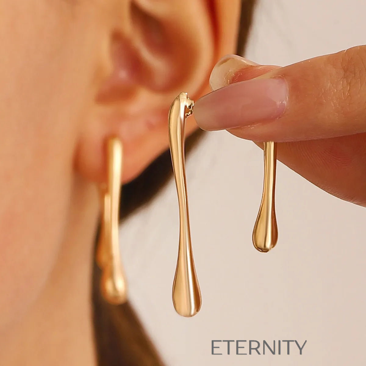 Zarcillos Largos en Forma de Gota de Oro y Plata  Zarcillos Dorado Unica Acero Inoxidable  ETERNITY