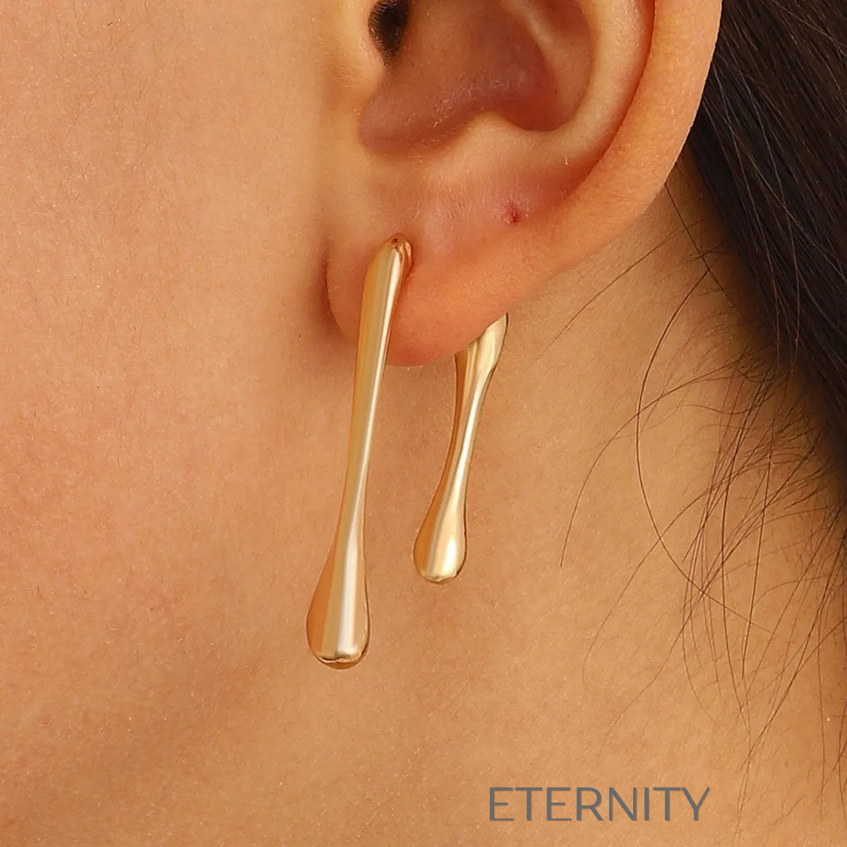 Zarcillos Largos en Forma de Gota de Oro y Plata  Zarcillos Dorado Unica Acero Inoxidable  ETERNITY