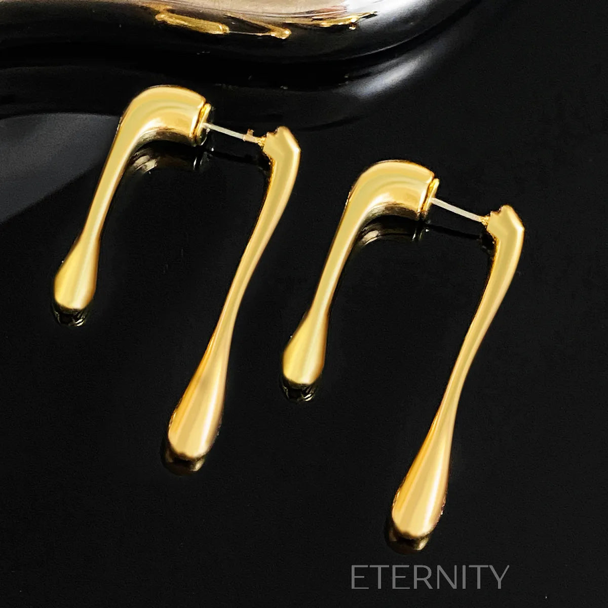 Zarcillos Largos en Forma de Gota de Oro y Plata  Zarcillos Dorado Unica Acero Inoxidable  ETERNITY