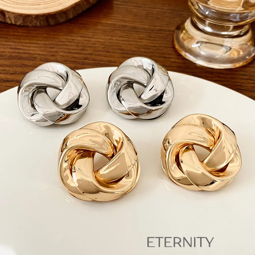 Zarcillos de Botón Eternal Knot con Diseño Entrelazado de Alto Pulido  Zarcillos Dorado Unica Acero Inoxidable  ETERNITY