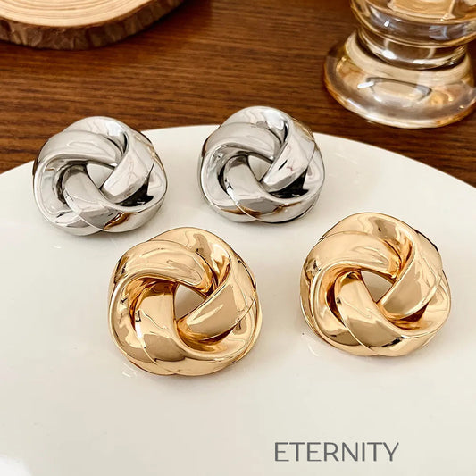 Zarcillos de Botón Eternal Knot con Diseño Entrelazado de Alto Pulido  Zarcillos Dorado Unica Acero Inoxidable  ETERNITY